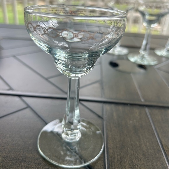 Vintage Heavy Crystal Champagne glass set of 5, gold Geo design, MCM, Cordials - Picture 3 of 9